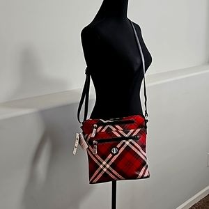 RED DESIGNER PLAID CROSSBODY Purse